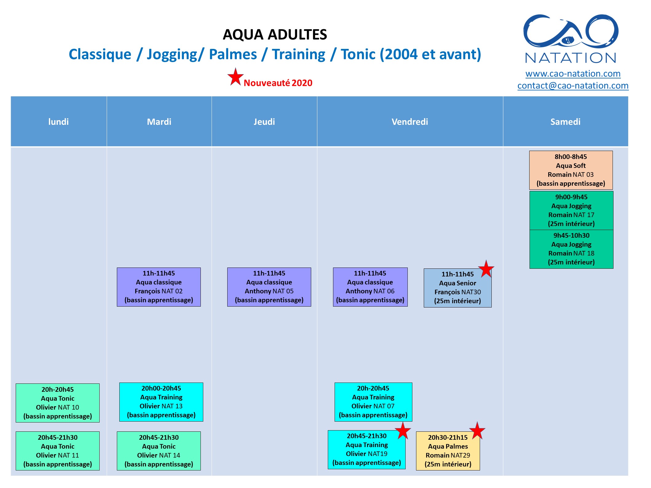 planning aquagym